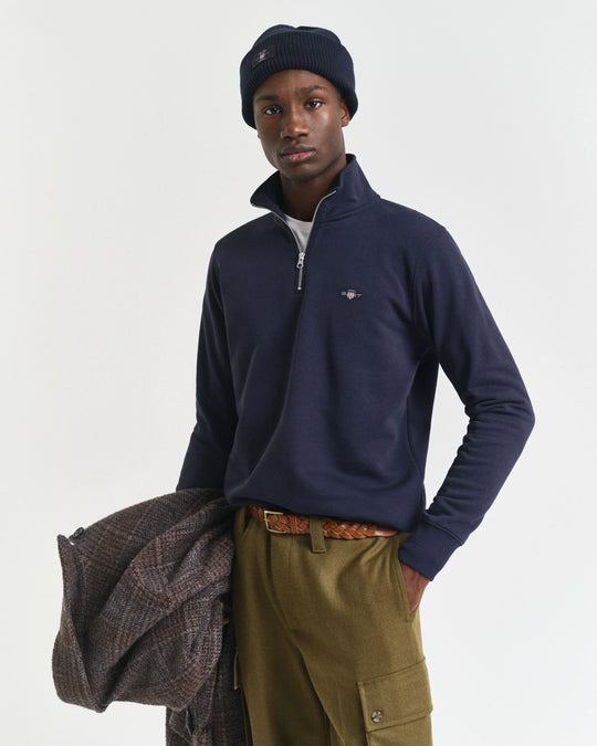 Gant Regular Shield Half Zip Sweat - Evening Blue