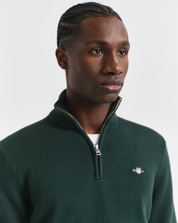 Gant Casual Cotton Half Zip - Tartan Green