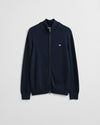 Gant Casual Cotton Zip Cardigan - Evening Blue