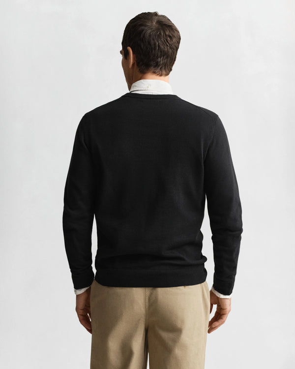 Gant Classic Cotton V-Neck - Black