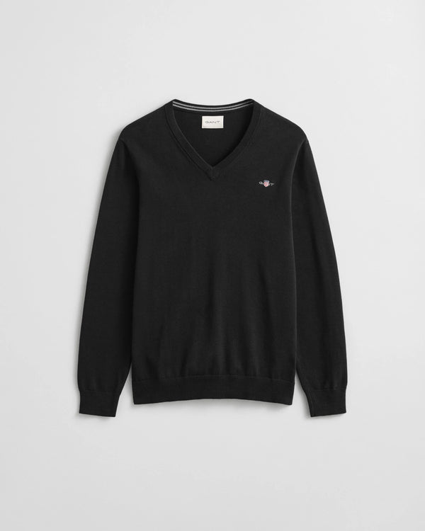 Gant Classic Cotton V-Neck - Black