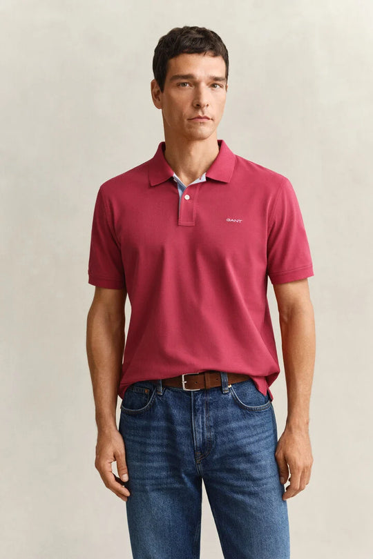 Gant Reg Contrast Pique SS Polo - Muted Red