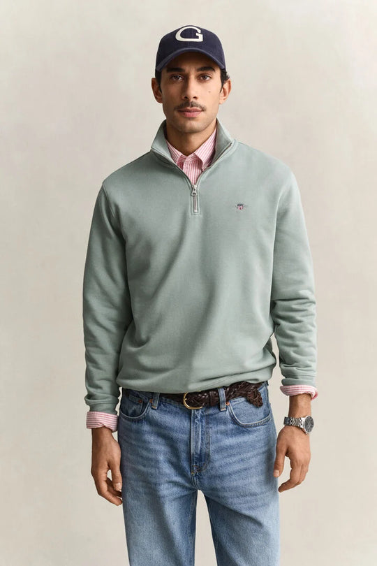 Gant Reg Shield Half Zip Sweat - Ceramic Grey