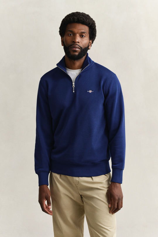 Gant Reg Shield Half Zip Sweat - Rich Navy