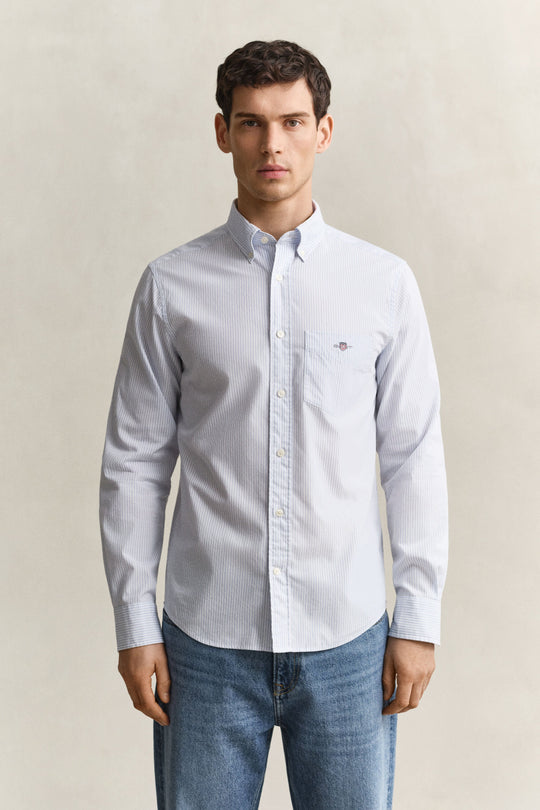 Gant Regular Classic Poplin Banker Shirt - Light Blue