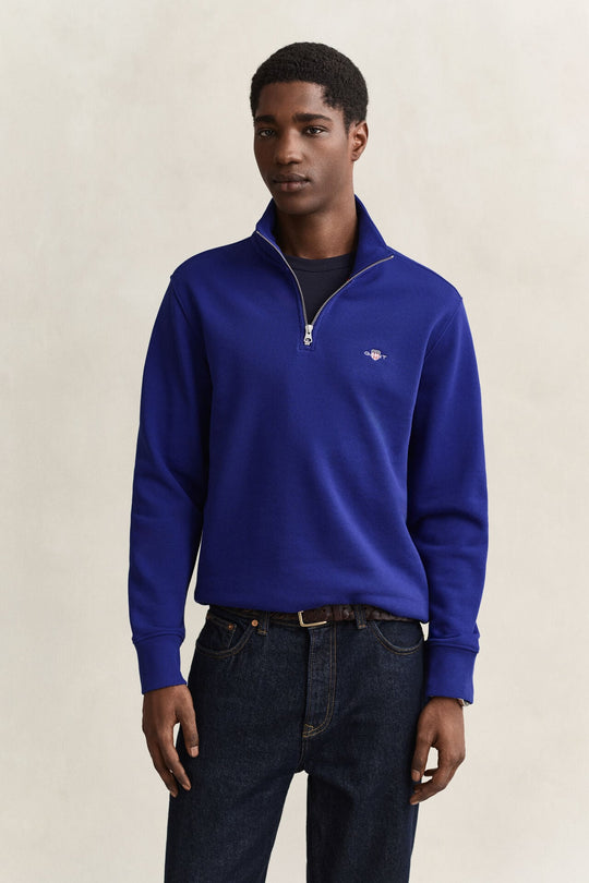 Gant Reg Shield Half Zip Sweat - Crisp Blue