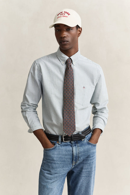 Gant Reg Classic Oxford Stripe Shirt - Dark Emerald