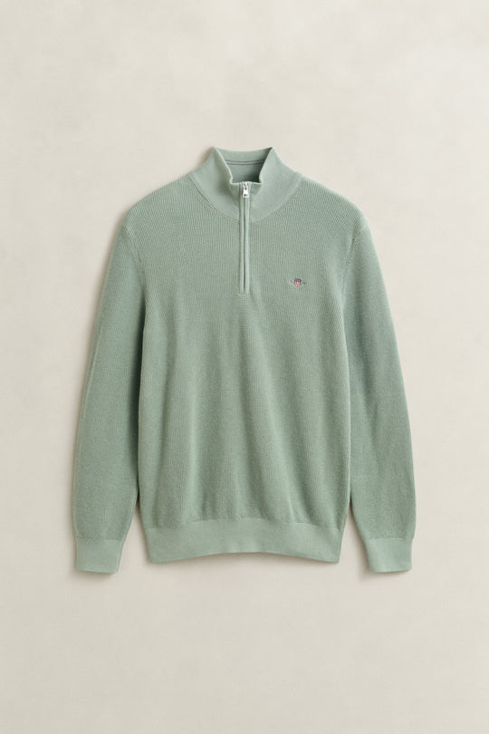Gant Micro Texture Cotton Half Zip - Surplus Mint
