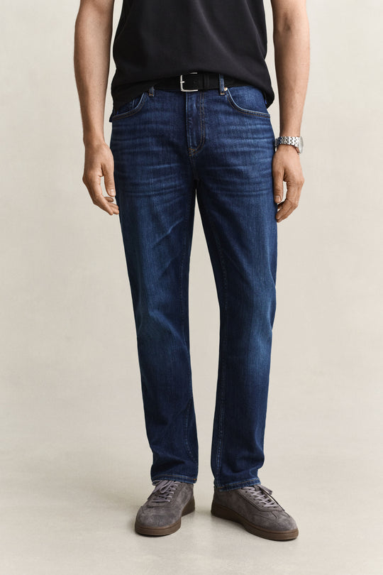Gant Regular Fit Jeans - Mid Blue Worn In