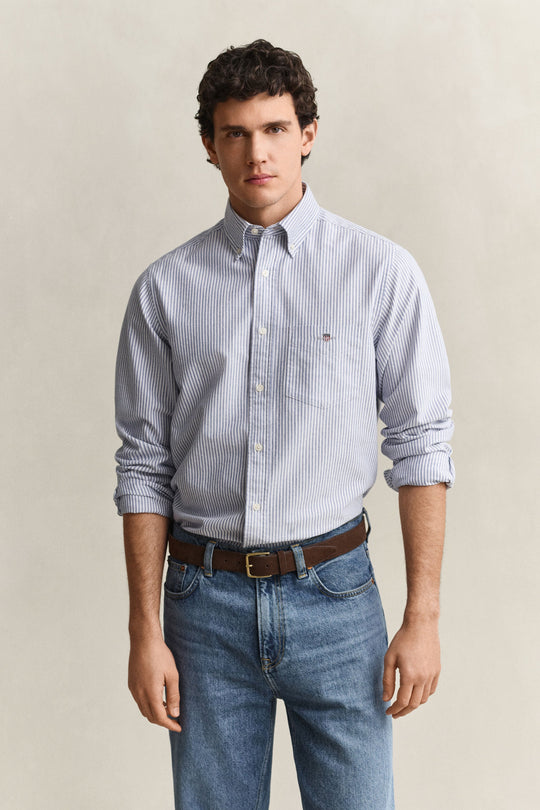 Gant Reg Classic Oxford Stripe Shirt - College Blue