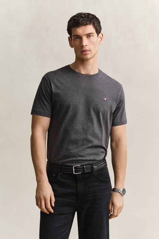 Gant Regular Shield SS T-Shirt - Antracit Melange