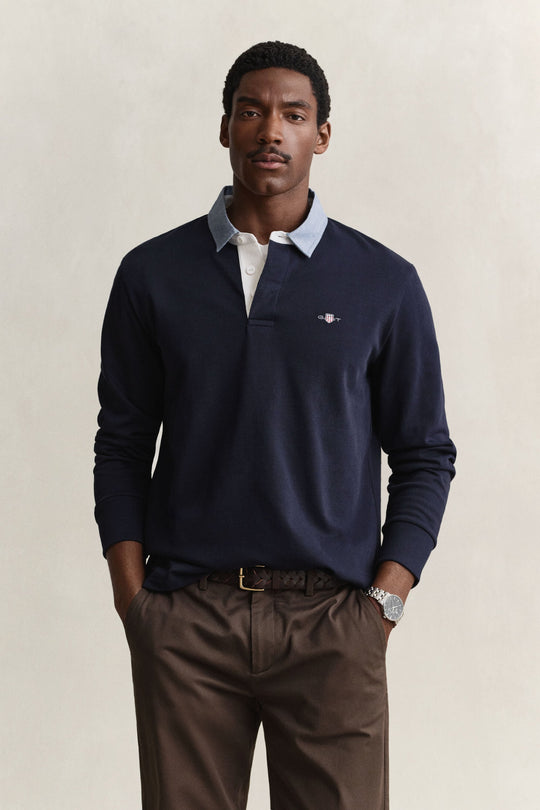 Gant Reg Chambray Heavy Rugger - Evening Blue