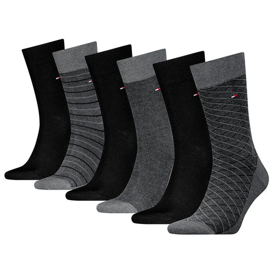 Tommy Hilfiger Socks 6 Pairs Tin Giftbox Birdey - Dark Grey Melange