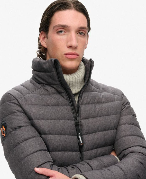 Superdry Tweed Fuji Padded Jacket - Charcoal Marl