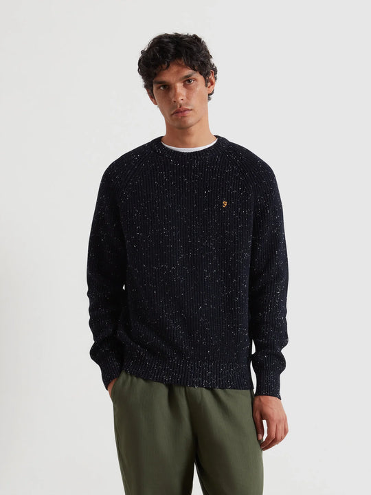 Farah Sage Nepped Sweater - True Navy
