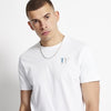 11 Degrees Printed Sleeve Cuff Logo T-Shirt - White Floral AOP