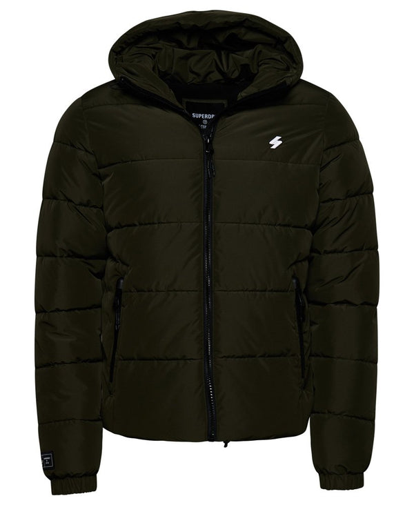 Superdry Hooded Sports Puffer - Dark Moss