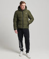 Superdry Hooded Sports Puffer - Dark Moss