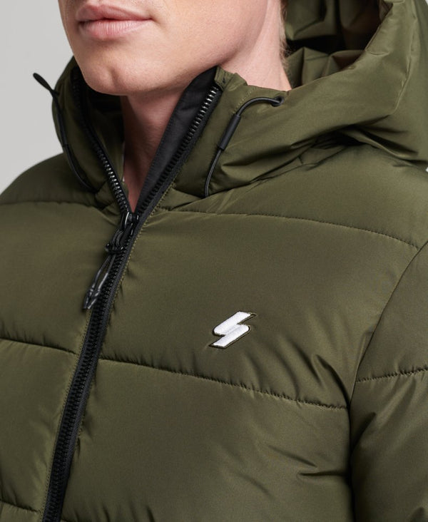 Superdry Hooded Sports Puffer - Dark Moss