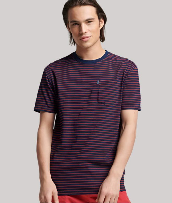 Superdry Vintage Indigo Stripe Tee - Dark Indigo/Americana Red