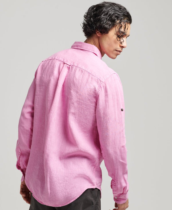 Superdry Studios Casual Linen L/S Shirt - Fuchsia Pink