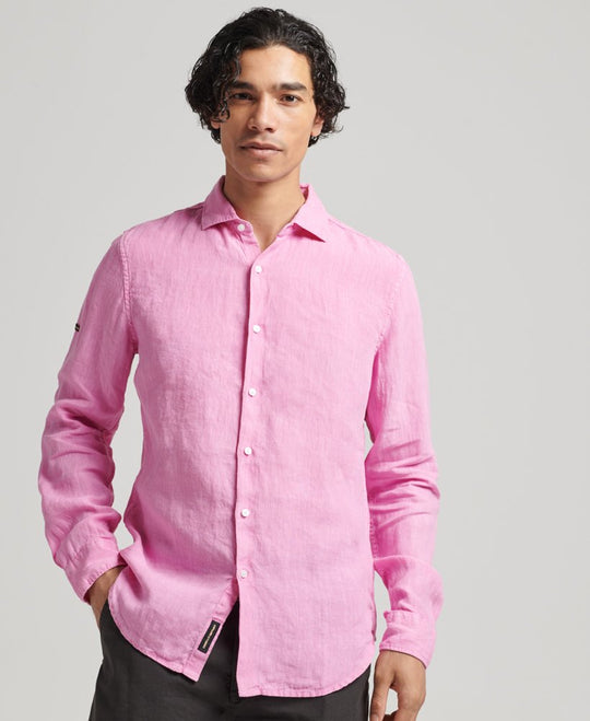 Superdry Studios Casual Linen L/S Shirt - Fuchsia Pink