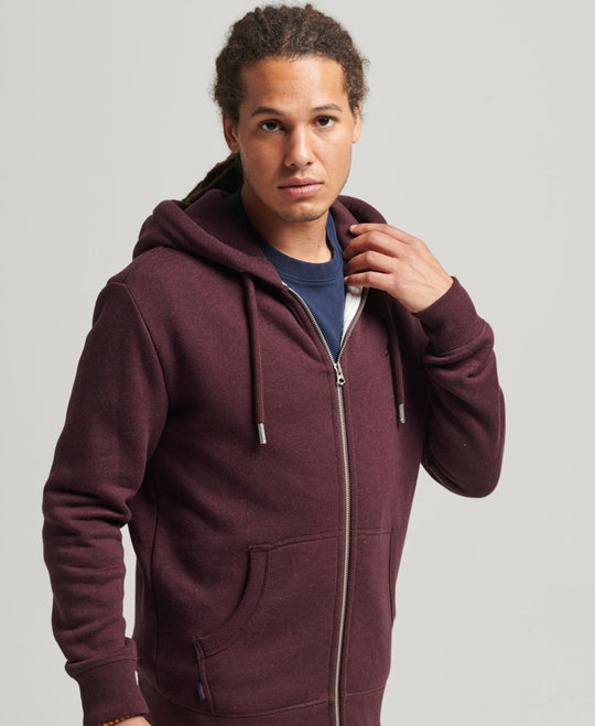 Superdry Essential Logo Zip Hoodie - Track Burgundy Marl [Size S]