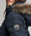 Superdry Fuji Faux Fur Hood Mid Length Puffer Jacket - Eclipse Navy