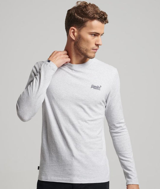 Superdry Vintage Logo EMB L/S Top - Glacier Grey Marl