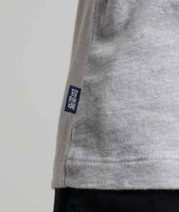Superdry Vintage Logo EMB L/S Top - Glacier Grey Marl