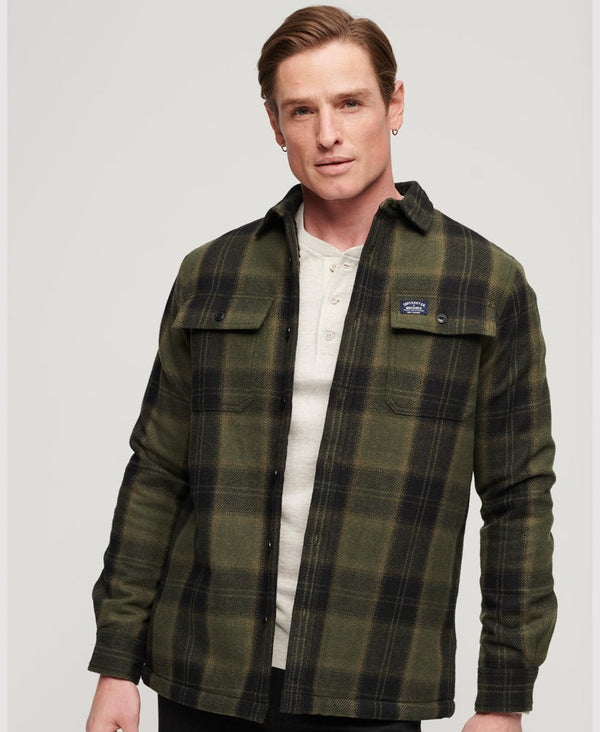 Superdry Wool Miller Overshirt - Roderick Check Olive