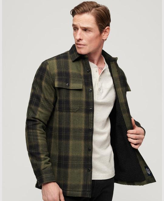 Superdry Wool Miller Overshirt - Roderick Check Olive