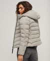 Superdry Hooded Microfibre Padded Jacket - Winter Stone Grey