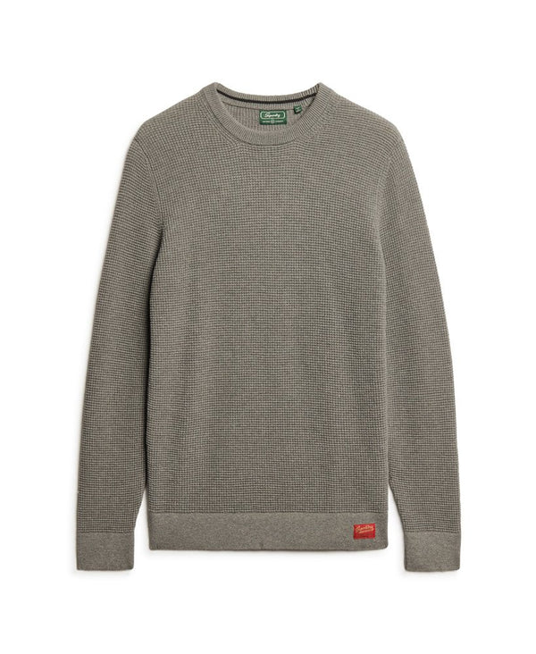 Superdry Textured Crew Knit Jumper - Storm Grey Heather