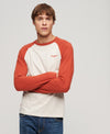 Superdry Essential Baseball LS Top - Oat Marl/Americana Orange