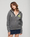 Superdry Neon Ziphood - Rich Charcoal Marl