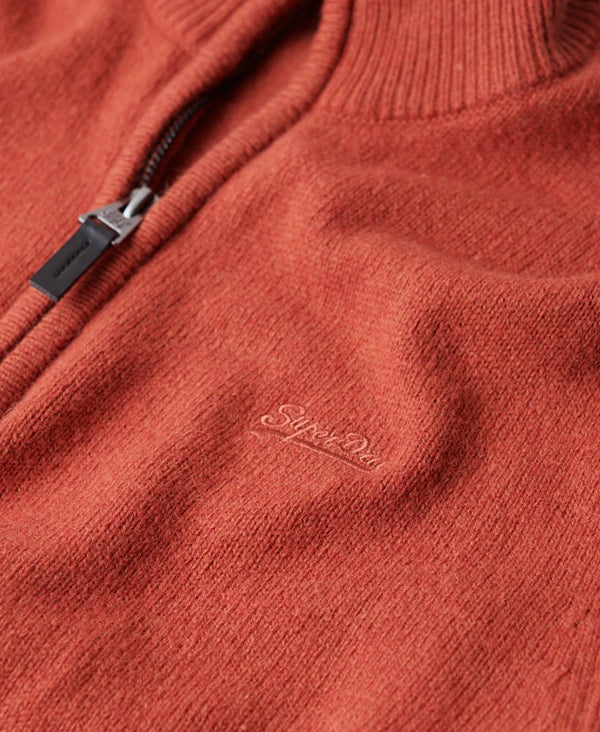 Superdry Essential Emb Knit Henley - Paprika Orange Marl