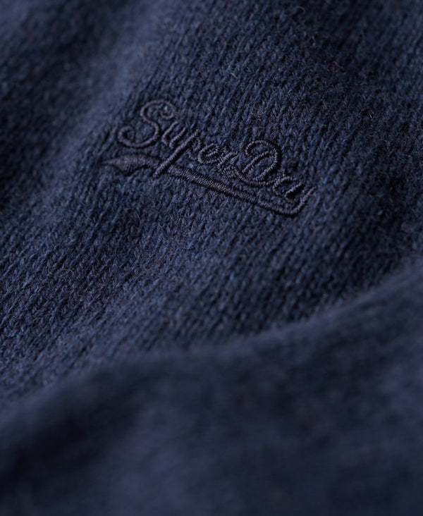 Superdry Essential Emb Knit Henley - Bright Blue Marl
