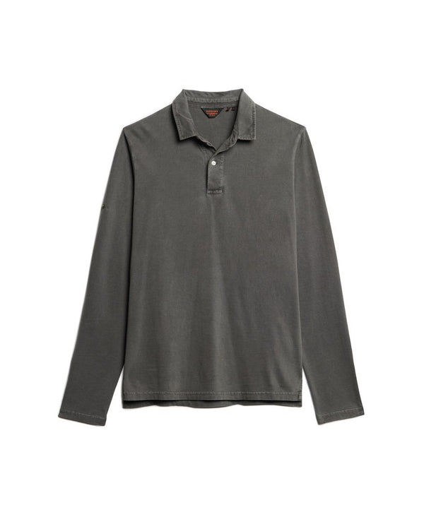 Superdry Studios L/S Jersey Polo - Washed Black