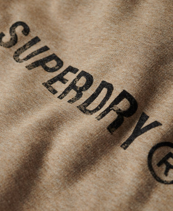 Superdry Workwear Logo Vintage Hoodie - Tan Brown Fleck Marl