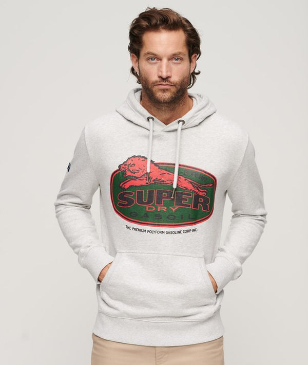 Superdry Workwear Logo Graphic Hoodie - Glacier Grey Marl