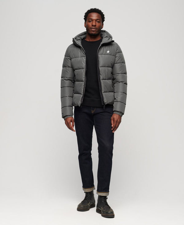 Superdry Hooded Sports Puffer Jacket - Dark Slate Grey