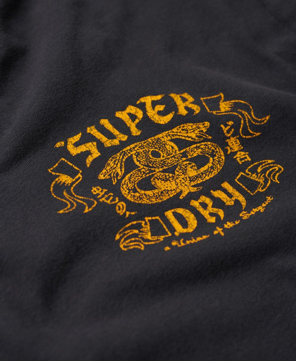 Superdry Biker Rock Graphic Loose Tee - Light Viper Black