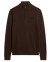 Superdry Essential Emb Knit Half Zip - Woodland Brown