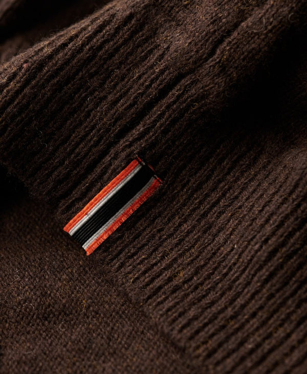 Superdry Essential Emb Knit Half Zip - Woodland Brown