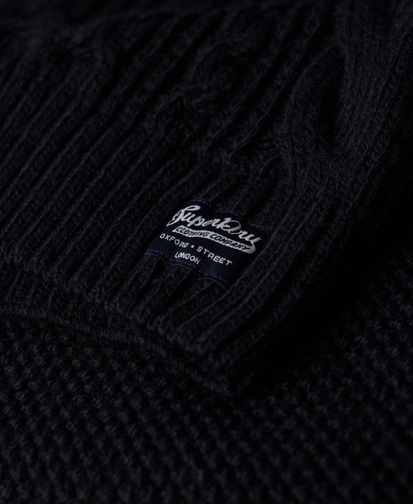 Superdry Jacob Cable Knit Half Zip - Eclipse Navy