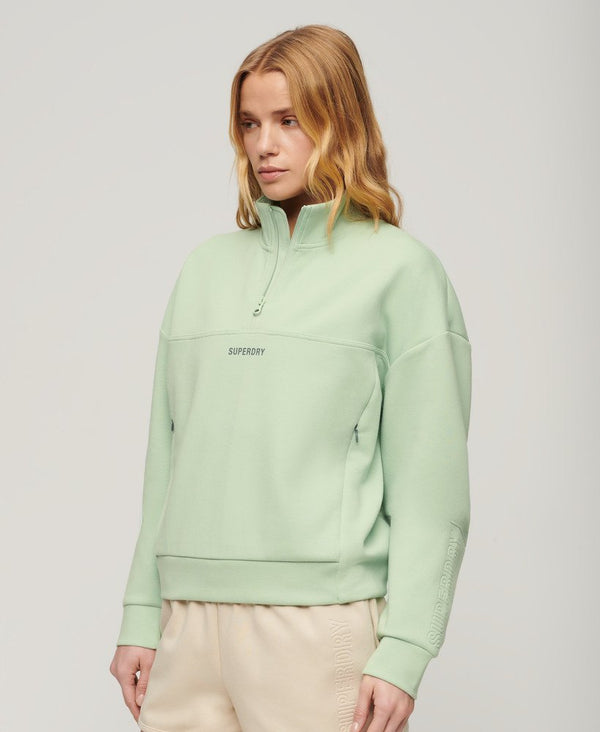 Superdry Sport Tech Relaxed Half Zip - Sea Green