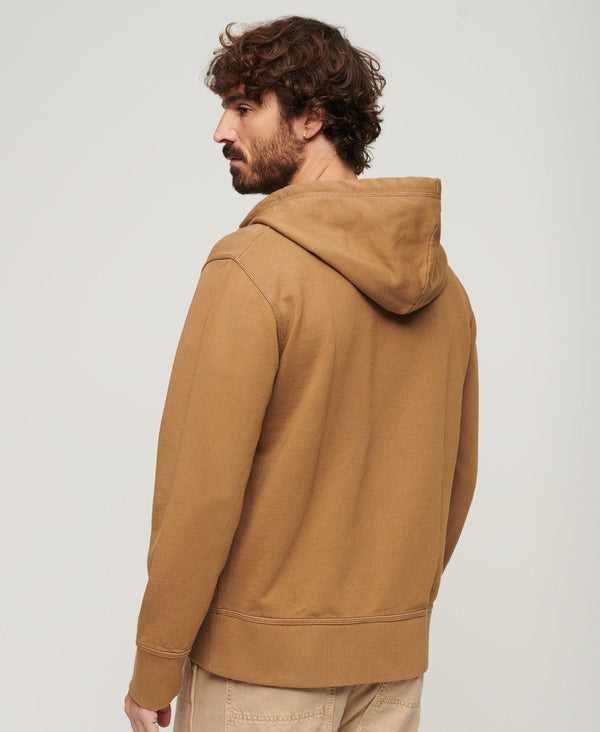 Superdry Contrast Stitch Relax Zip Hood - Washed Classic Brown Camel