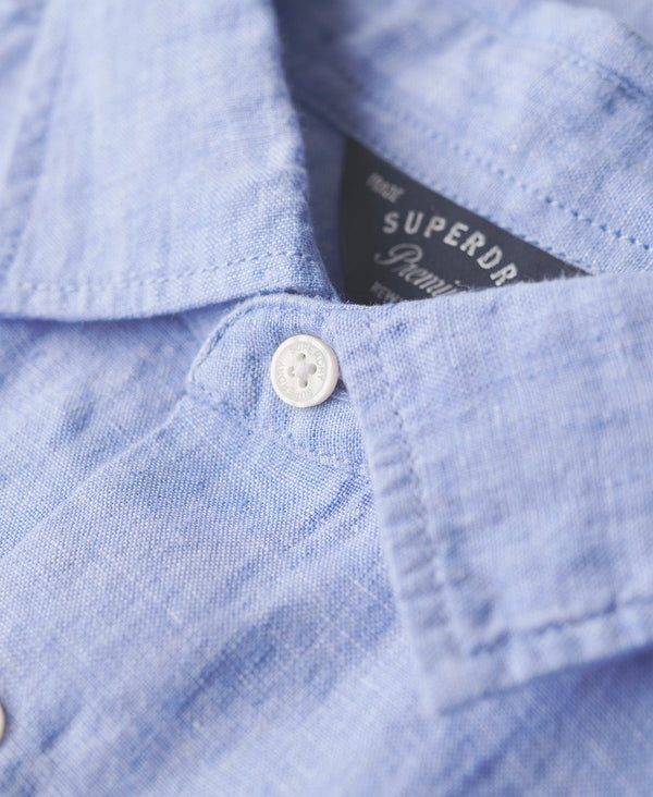 Superdry Studios Casual Linen L/S Shirt - Light Blue Chambray