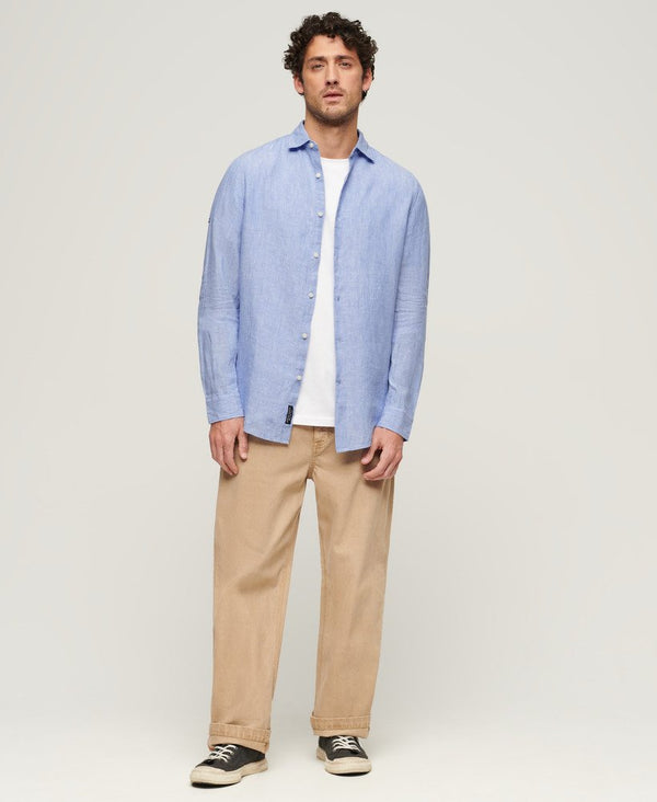 Superdry Studios Casual Linen L/S Shirt - Light Blue Chambray